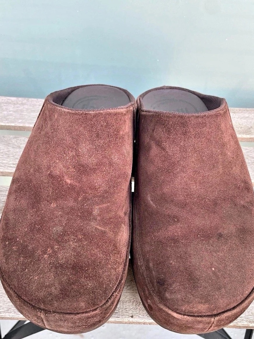 FitFlop Gogh Clog Women Shoes Suede Chocolate Brown Size 10